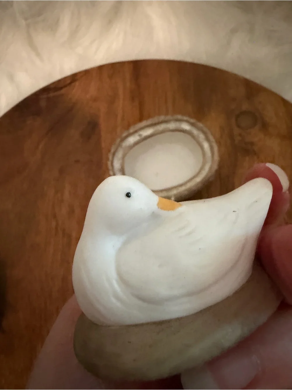 White Ceramic Duck Nest Figurine for Pets & Home Decor